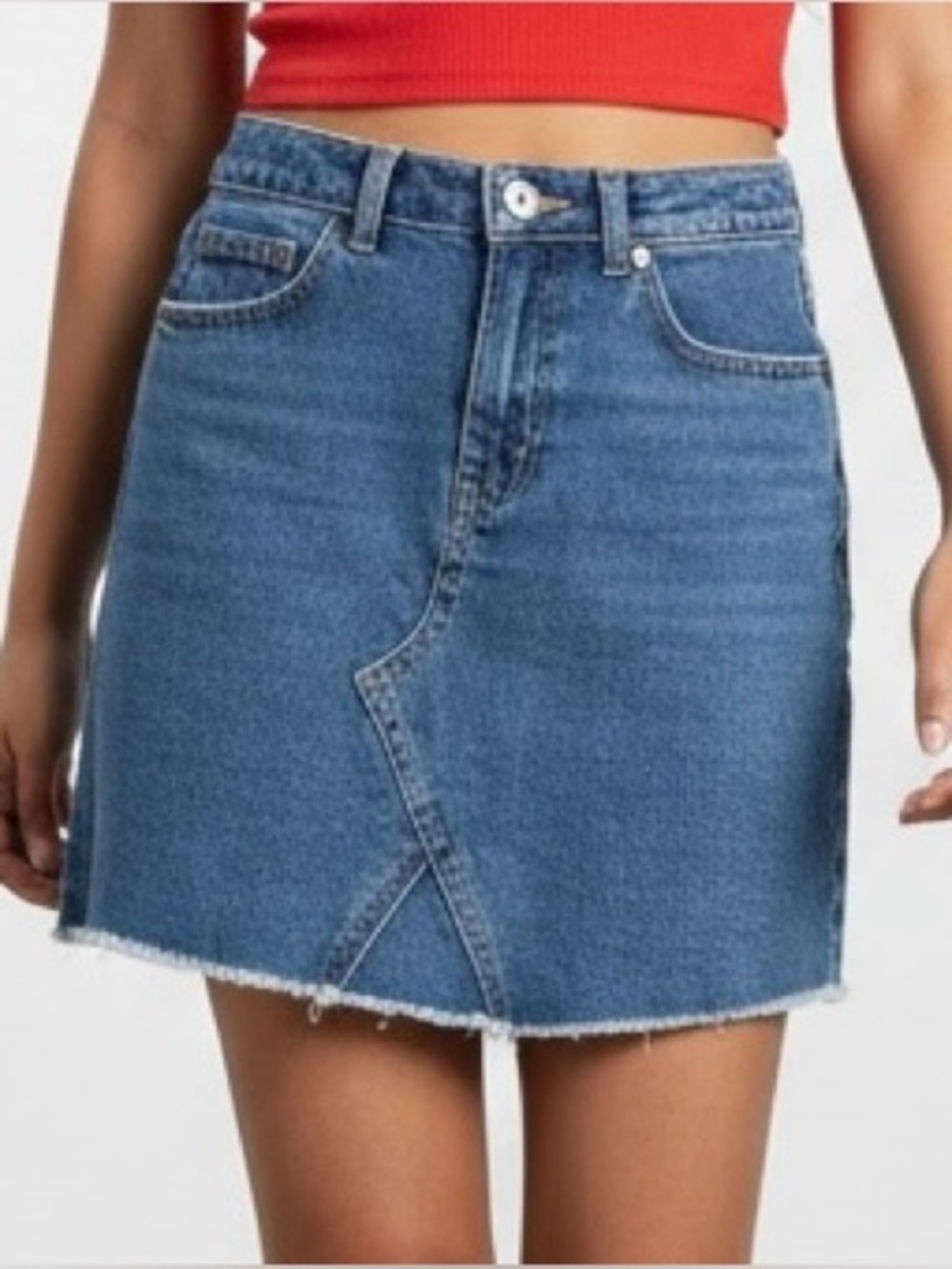 NEW Levi’s Blue Denim Jean Skirt Med Wash Zip Front Elastic Side Girls Size 8